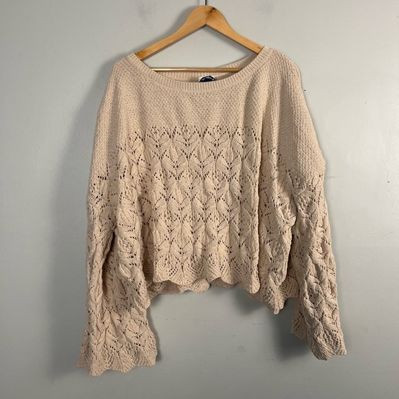 Arula crème chunky crochet knit crop sweater size 2X - Picture 1 of 5